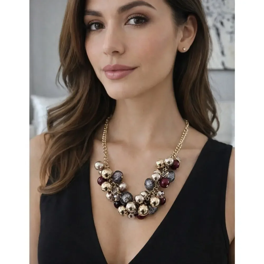 The Limited Gold Beaded Statement Necklace New